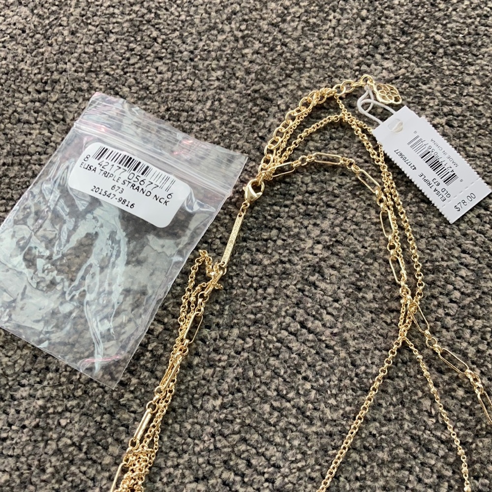 Kendra Scott Elisa triple strand necklace used in excellent condition - Picture 3 of 4